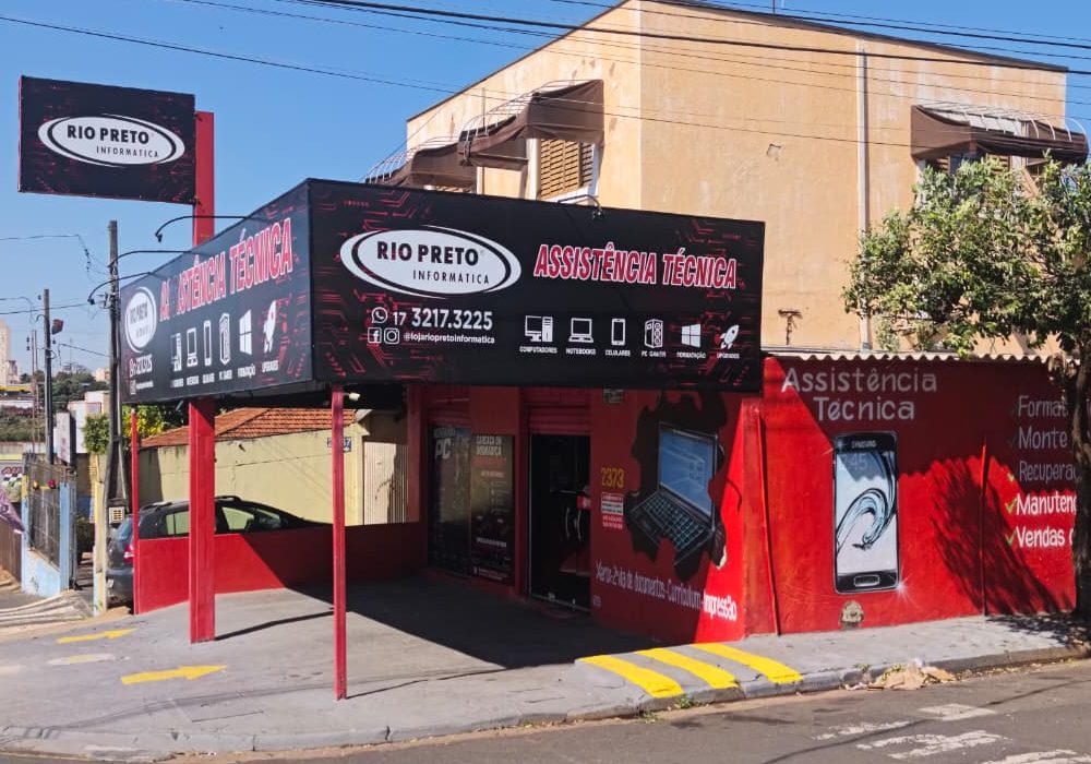 Fachada da Rio Preto Informática na Rua Aparecida do Taboado, Eldorado, São José do Rio Preto